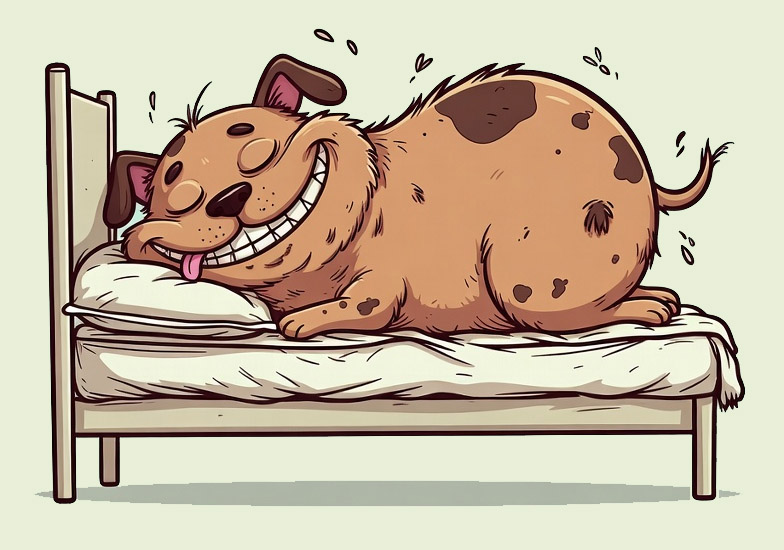 chien sympa qui dort dans un lit